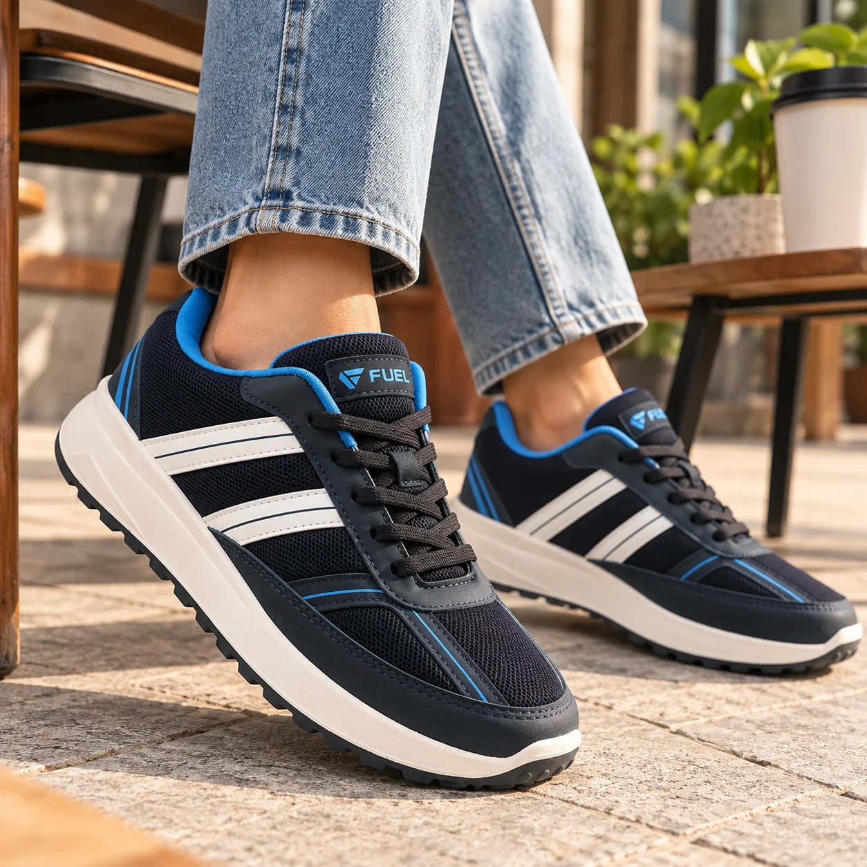 FUEL Frenzy Lightweight & Durable with Stylish Corduroy Cushioned Comfort Durable PVC Sole for Men's (Blue)