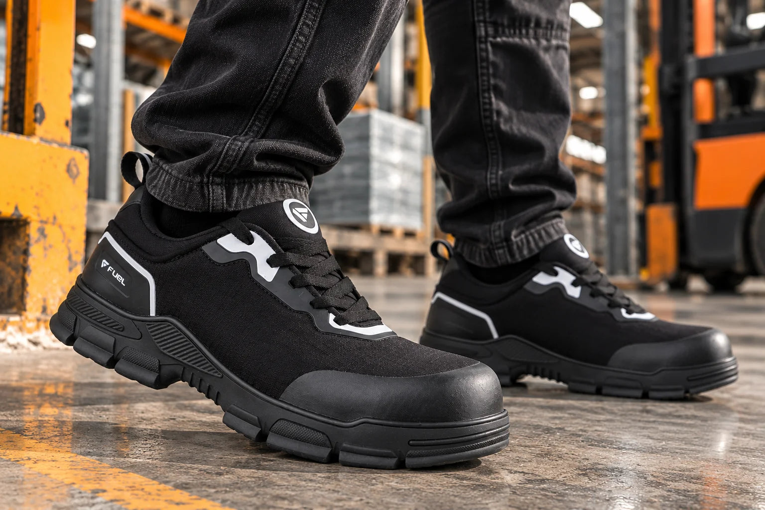 FUEL Reevon-01 Fabric Upper with Nitrile Rubber Sole Safety Shoes in 200J Composit Toe Cap (Black)