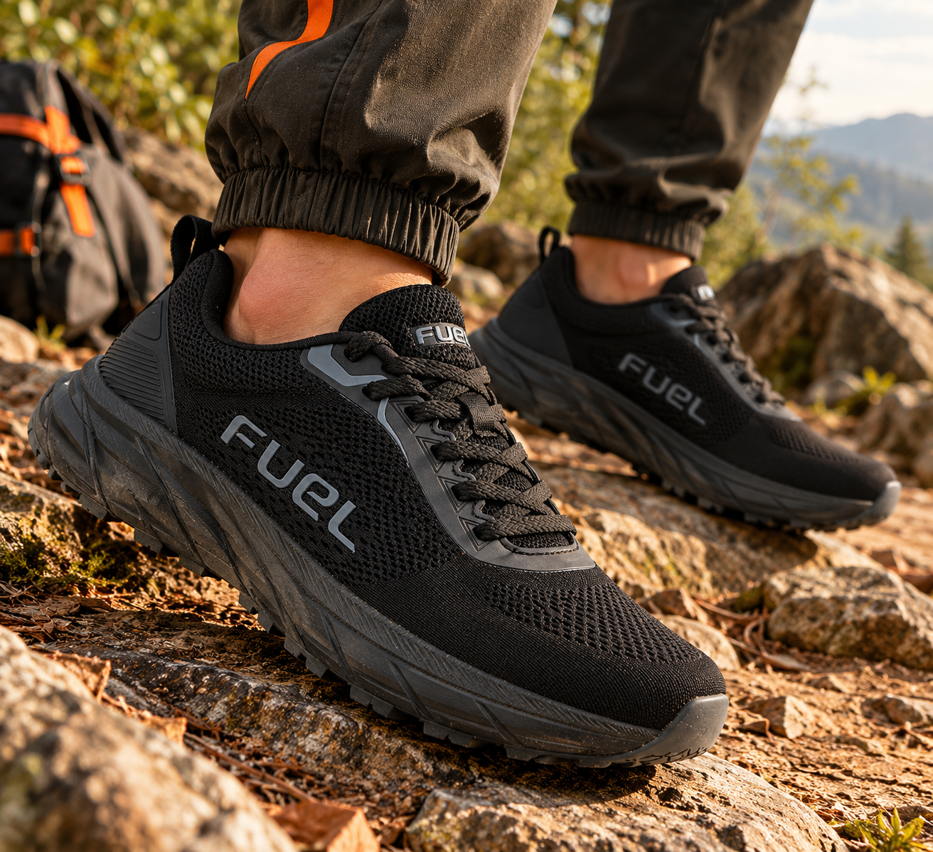 FUEL Phantom Running & Walking with Cushioned Comfort and Durable Sole for Men's (Black)