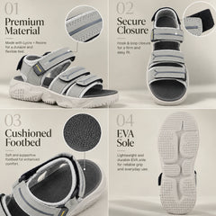 FUEL Keta Comfortable & Lightweight Sports Sandals for Men's (Grey)