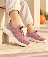 FUEL Lacy Breathable & Cushioned Footbed Running & Walking Lace-Up Women's Sports Shoes (Mauve)