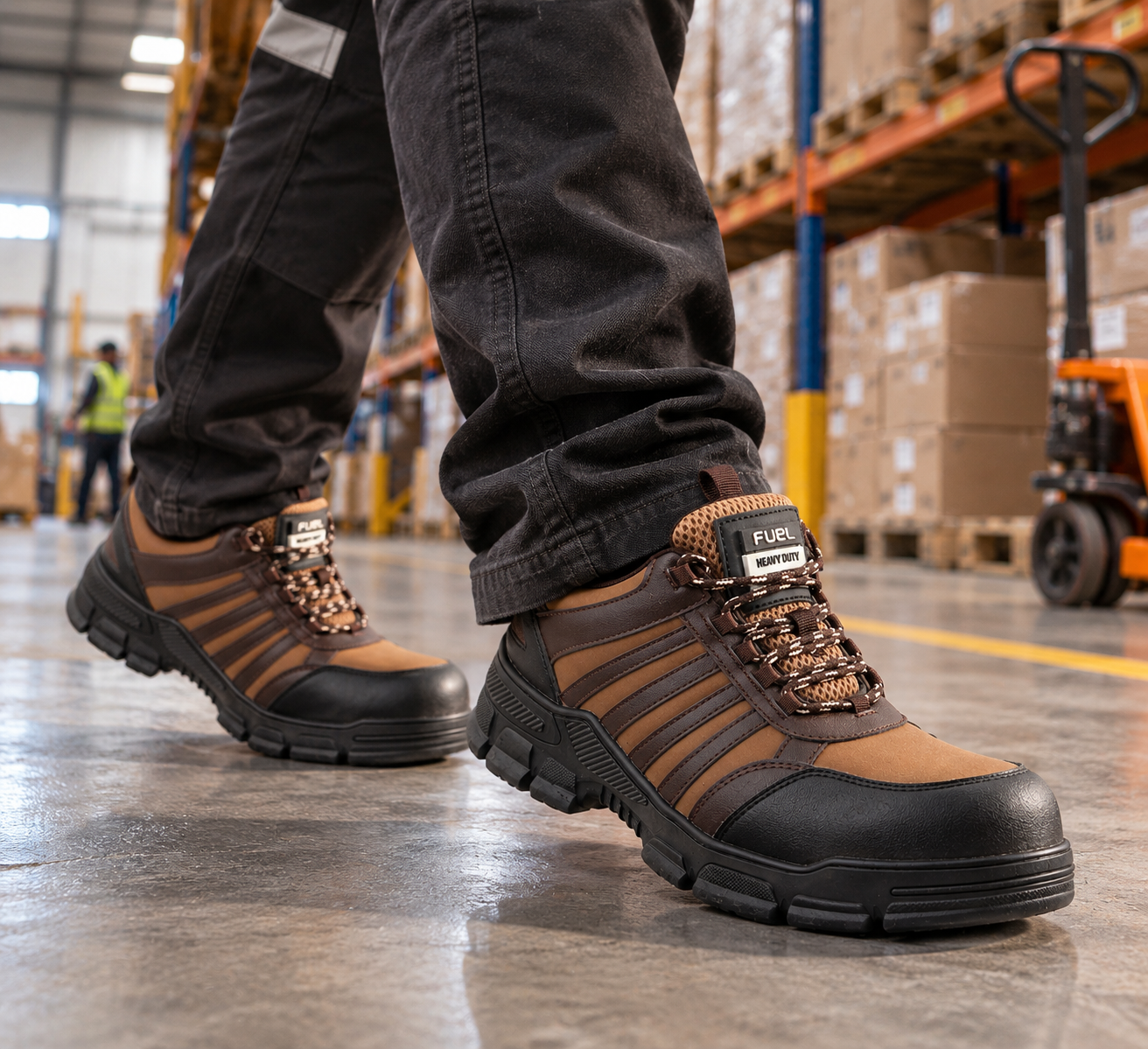 FUEL Reevon-03 Safety Shoes for Men | 200J Non-Metallic Toe Cap | Kevlar Insole | Nitrile Rubber Sole | Micro Fibre Upper | Air Mesh Lining | Industrial & Work Shoes
