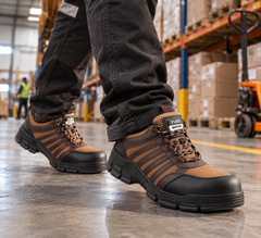 FUEL Reevon-03 Safety Shoes for Men | 200J Non-Metallic Toe Cap | Kevlar Insole | Nitrile Rubber Sole | Micro Fibre Upper | Air Mesh Lining | Industrial & Work Shoes