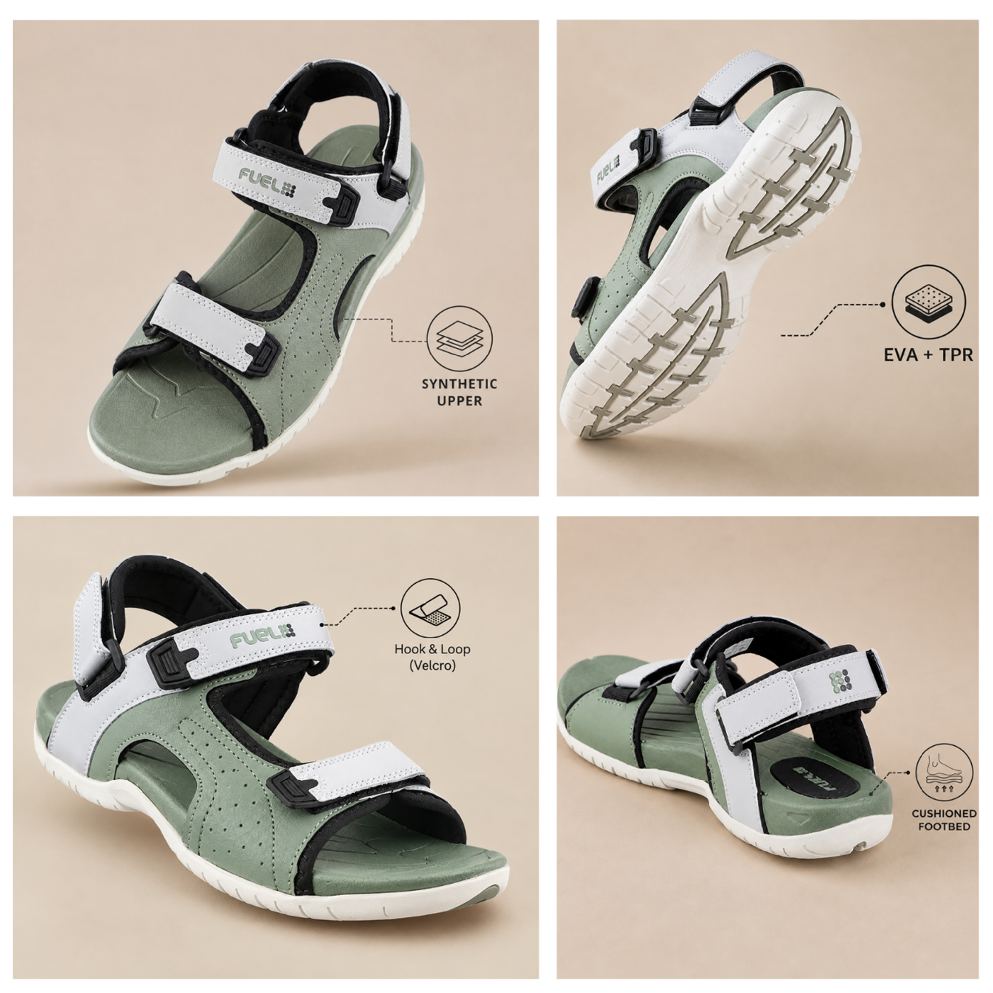 FUEL 2112-02 Men’s Outdoor Comfortable Daily Wear Sports Sandals (Sea-Green)