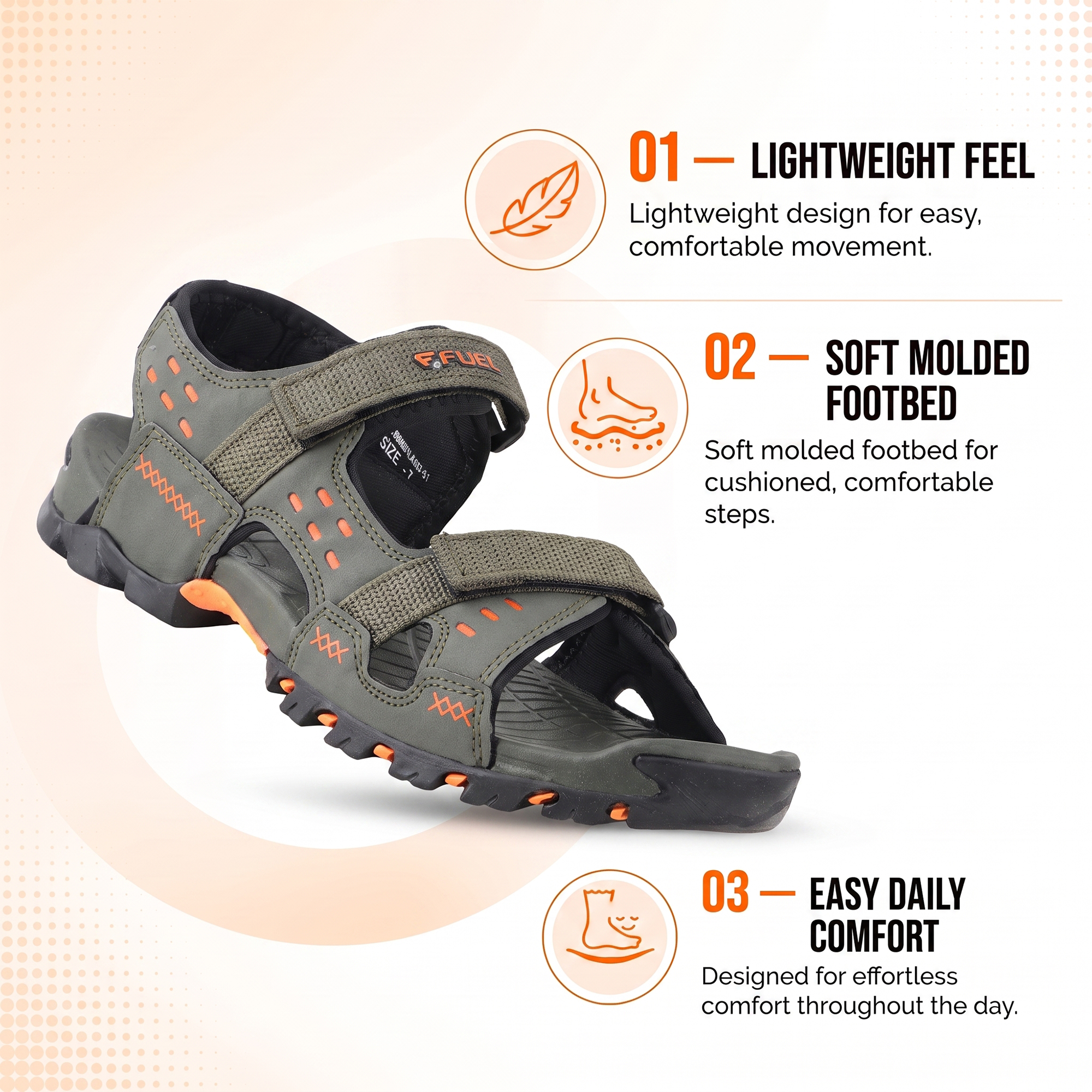 FUEL Timberland Comfortable Casual Sandals for Men (Olive)