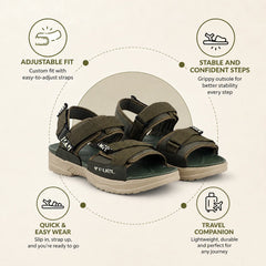 FUEL Combat-01 Breathable & Anti-Skid Outdoor Sandals For Men's (Olive)