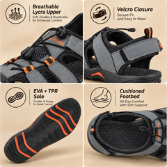 FUEL Soldier-02 Flexible Fisherman Sandals for Men (Grey)