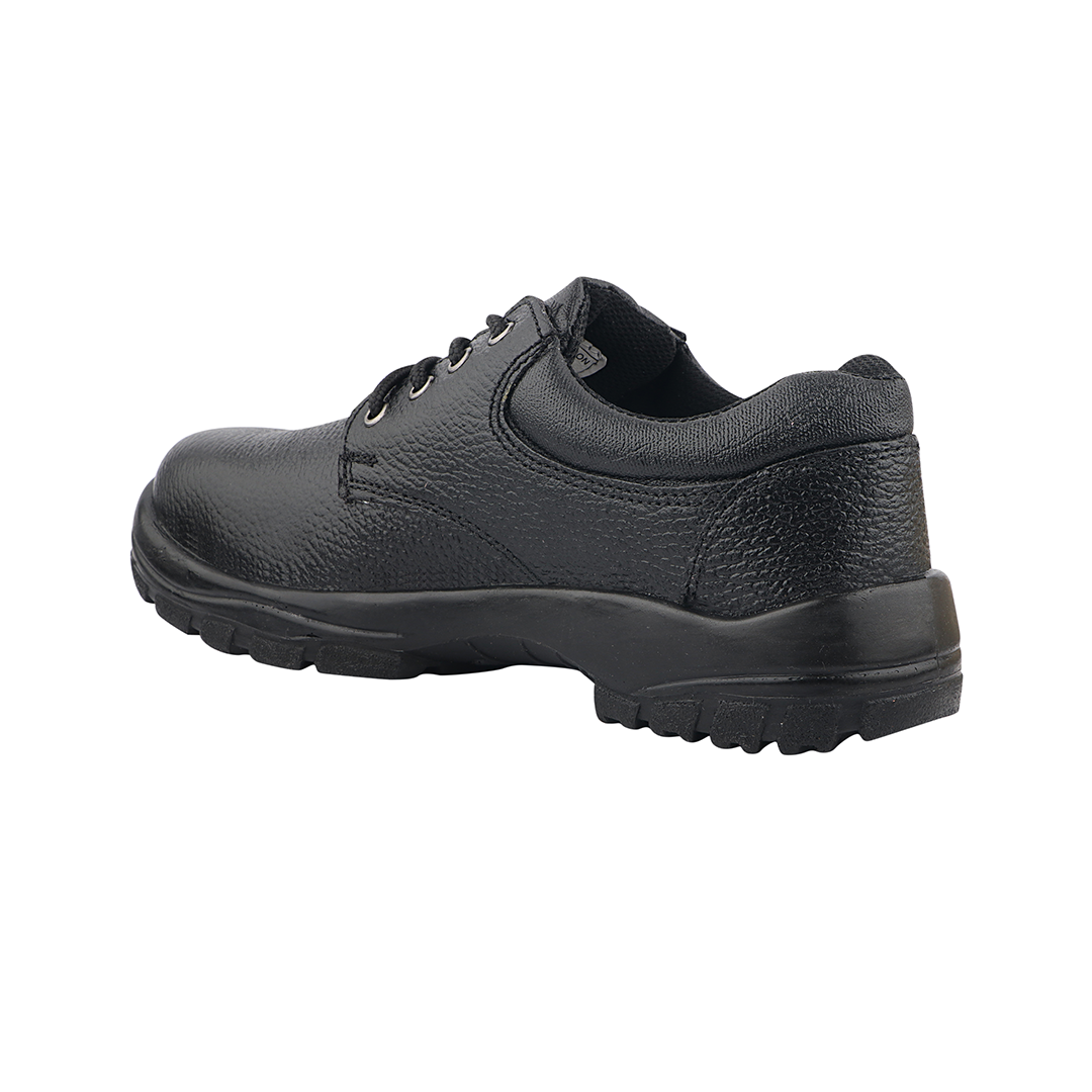 Fuel Falcon-01 Genuine Leather Safety Shoes for Men's Steel Toe Cap With Single Density PU Sole (Black)