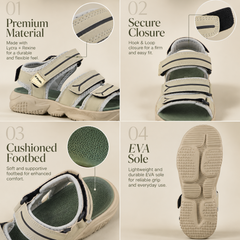 FUEL Keta Comfortable & Lightweight Sports Sandals for Men's (Olive)