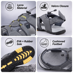 FUEL Warriors Lightweight & All-Day Comfort Sandals for Men's (Grey)