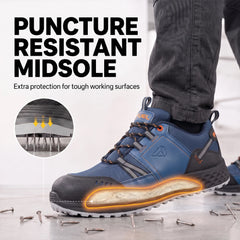 FUEL Flute Synthetic Upper & PVC double density Sole Industrial Steel Toe Safety Shoes for Men (Blue)