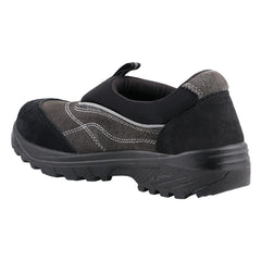FUEL Slip-on Industrial PU Single Density Sole Safety Shoes for Men with 200J Steel Toe (Black)