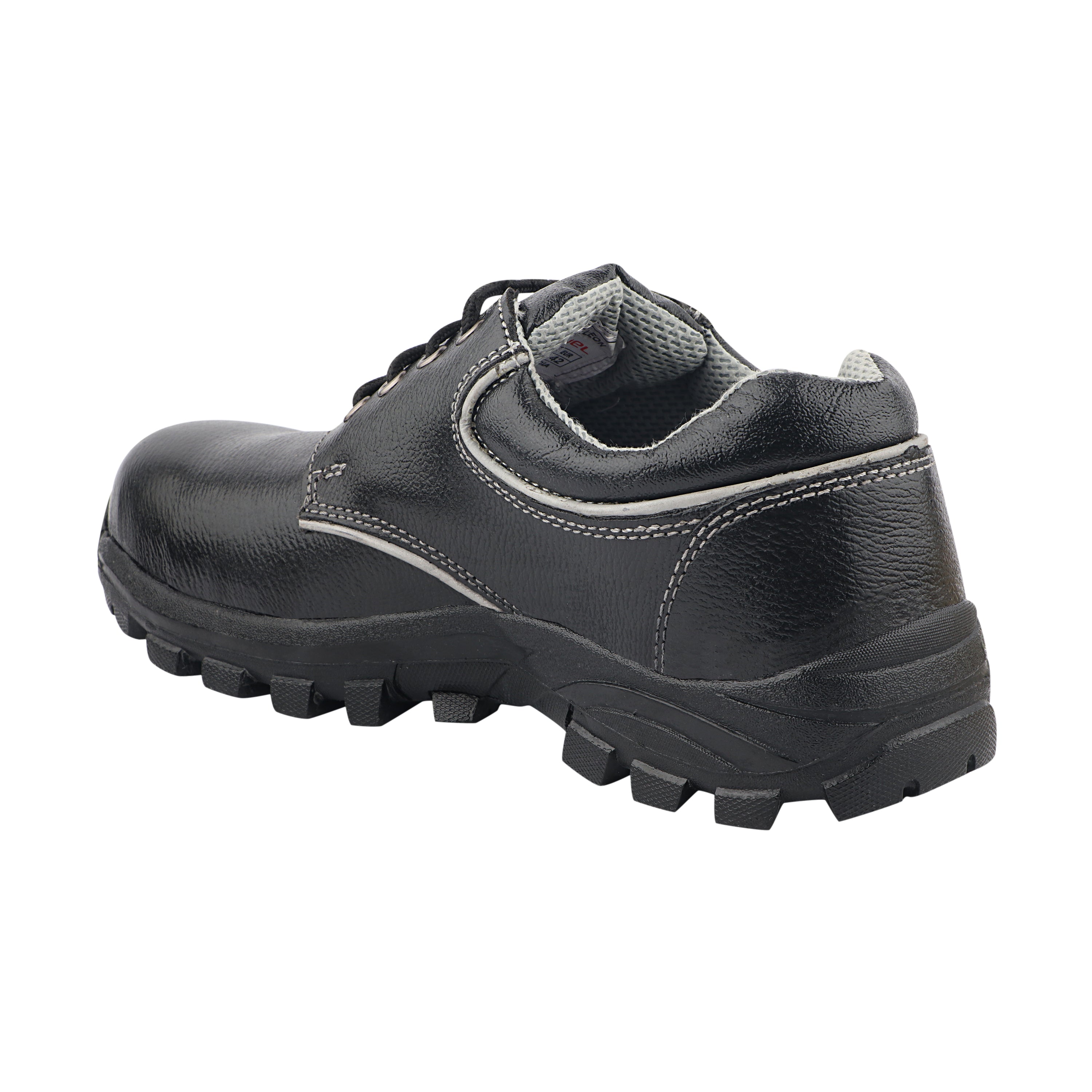 Fuel Leon R Genuine Leather Safety Shoes for Men's Steel Toe Cap With Single Density Rubber Sole (Black)