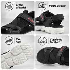 FUEL Gabbro Chunky Sports Sandals for Men (Black-White)