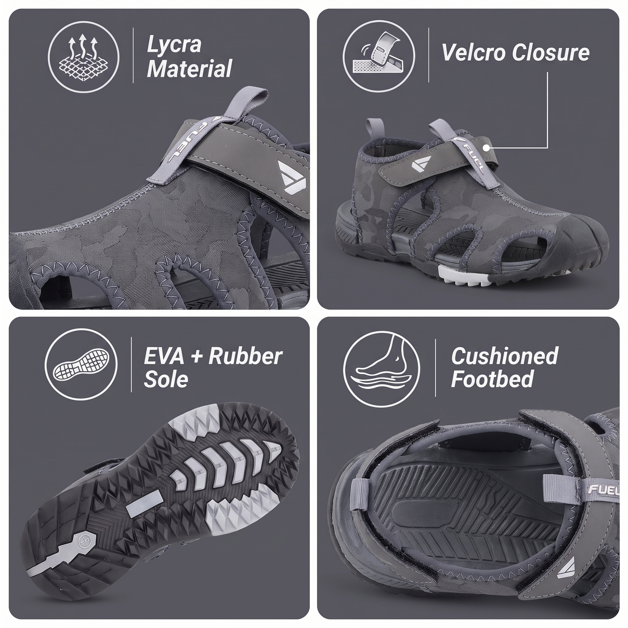 Fuel Soldier-12 Fisherman Sandals for Men (Grey)