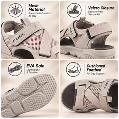 FUEL Gabbro Chunky Sports Sandals for Men (Beige)
