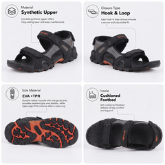 FUEL Timberland-02 Comfortable Casual Sandals for Men (Black)