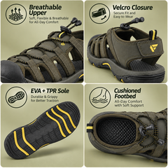 FUEL Soldier-06 Stylish Outdoor Fisherman Sandals Men (Olive)