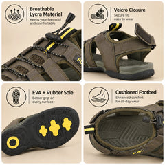 FUEL Commando Comfortable & Breathable Men’s Flexible Fisherman Outdoor Sandals with Protective Toe Cap (Olive)