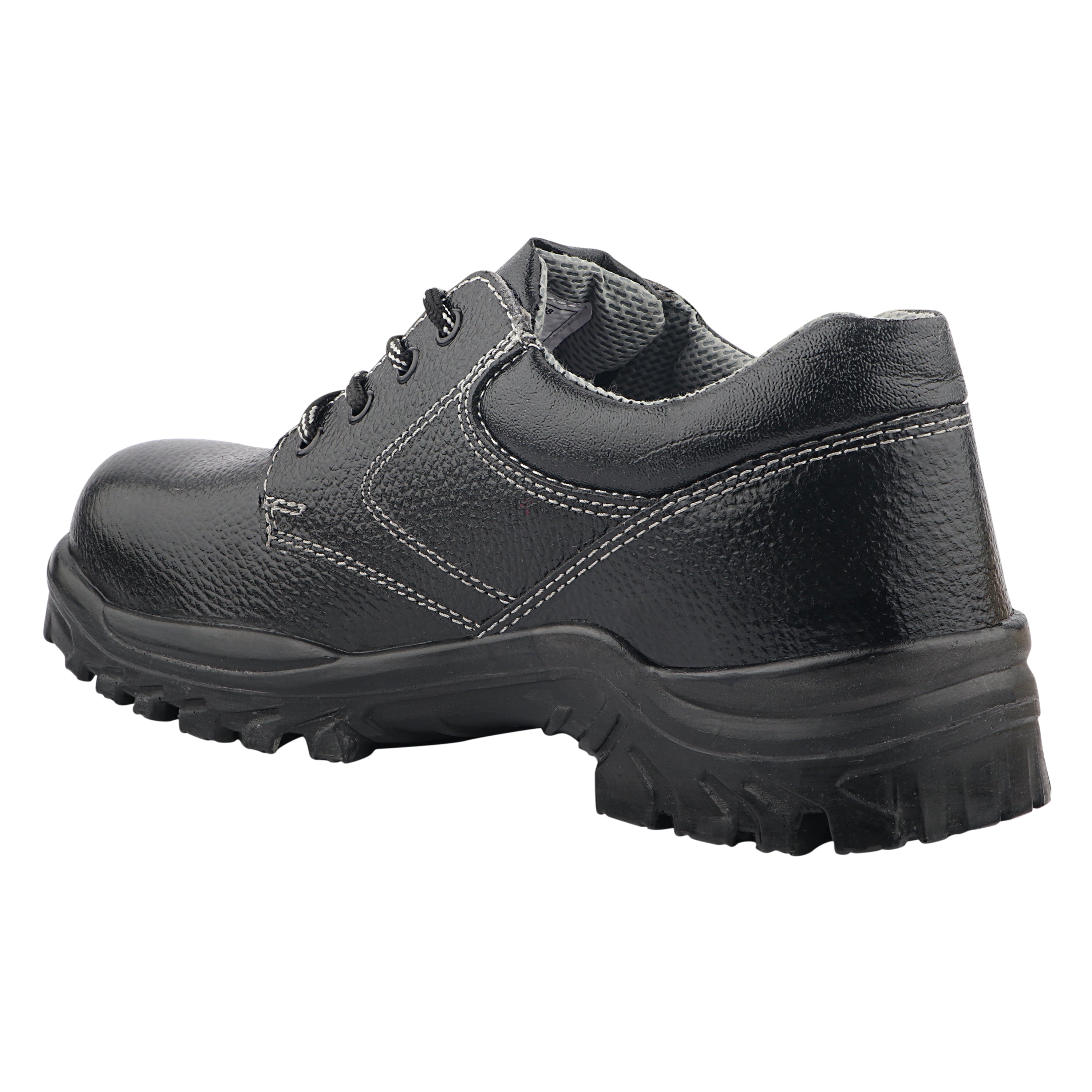 Fuel Gorilla Genuine Leather Safety Shoes for Men's Steel Toe Cap With Single Density PU Sole (Black)