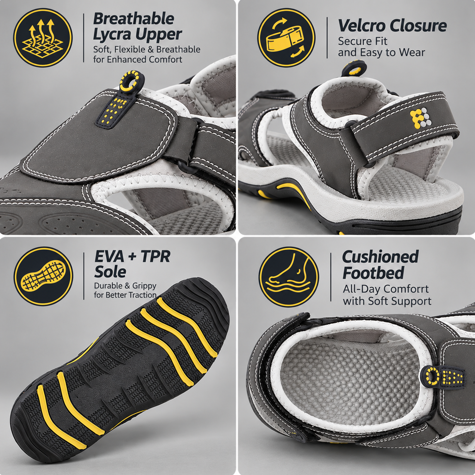 FUEL Soldier-04 Fisherman Sandals for Men (Grey)