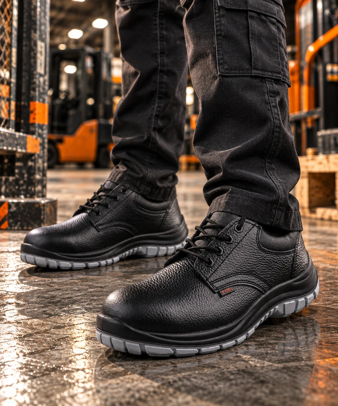 FUEL ICON DD Industrial Safety Shoes with Grain Leather & PU Double Density Sole Steel Toe Energy Absorption(200J)  for Men