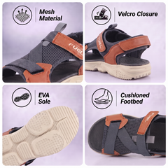 FUEL Gabbro Chunky Sports Sandals for Men (Grey)