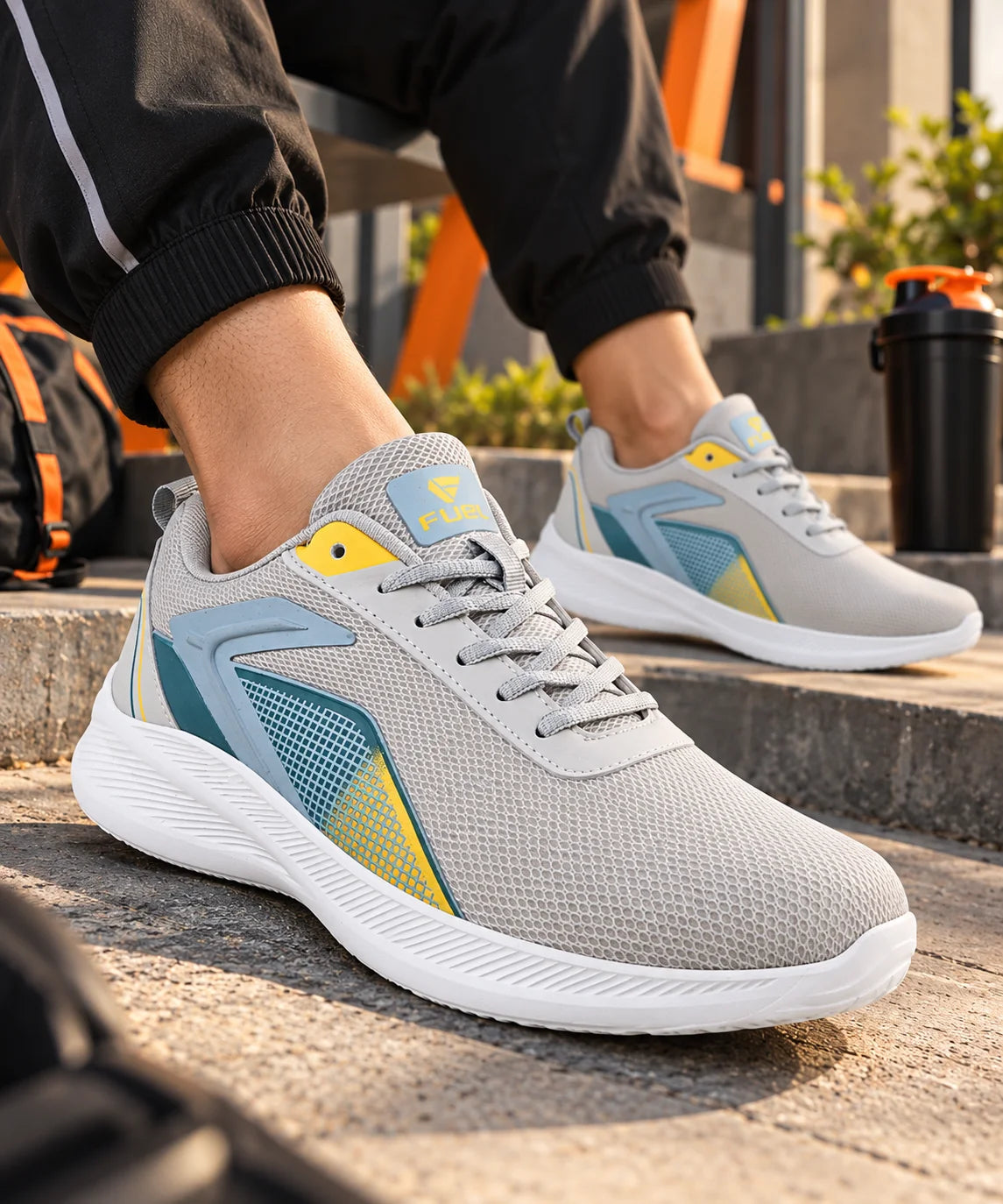 FUEL Rainbow Comfortable and light-weight Sports Shoes For Men (Grey)