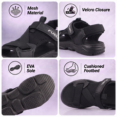 FUEL Gabbro Chunky Sports Sandals for Men (Black)