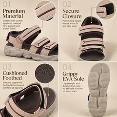 FUEL Keta Comfortable & Lightweight Sports Sandals for Men's (Brown)