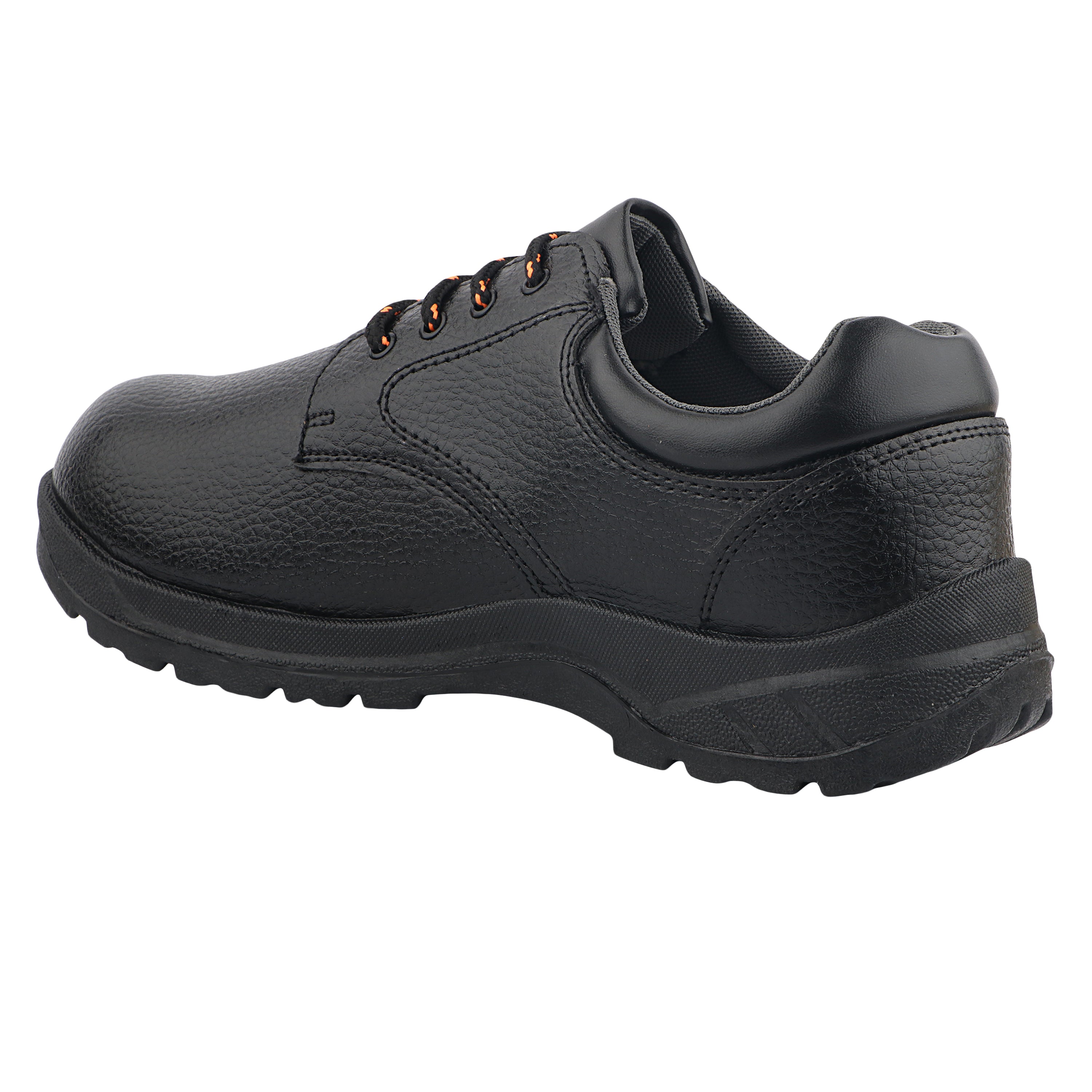 Fuel Arsenal LC Genuine Leather Safety Shoes for Men's Steel Toe Cap With Single Density PVC Sole (Black)