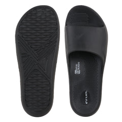 Fuel Swift Black Comfort Slides with Textured EVA Sole, Anti-Slip Slip-On Slippers