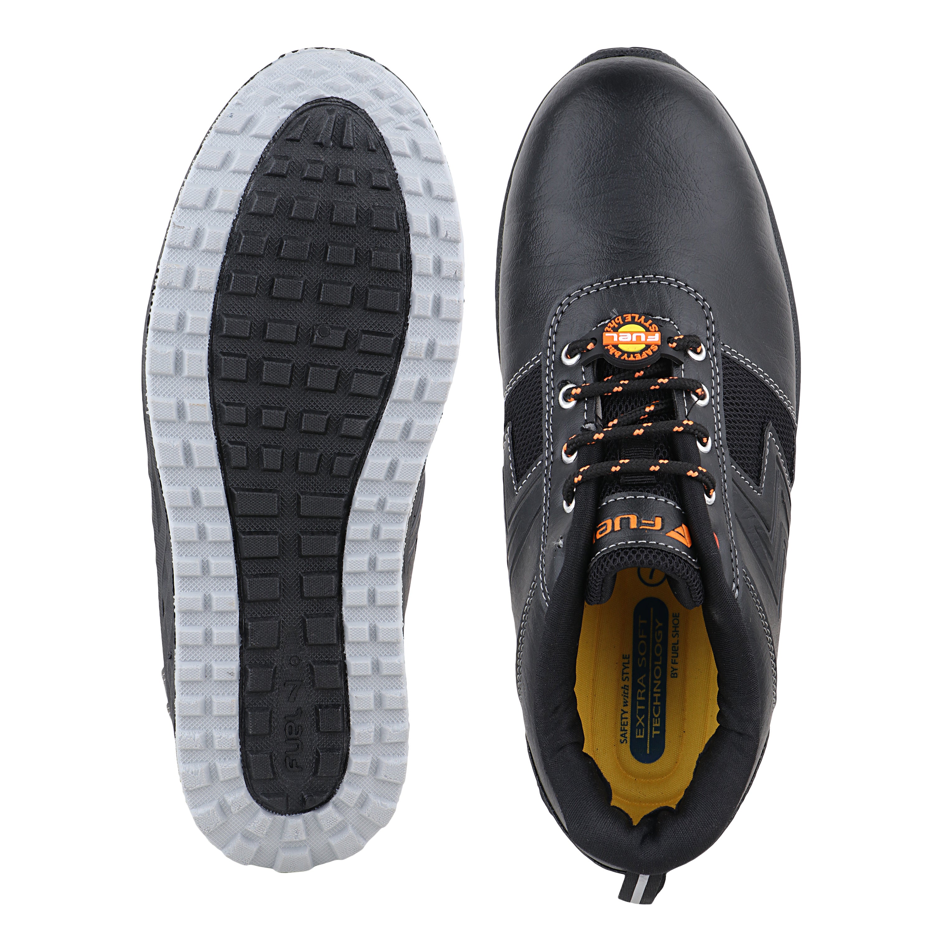 FUEL Gravix Industrial Steel Toe Safety Shoes for Men in Synthetic Upper & PVC double density Sole (Black)
