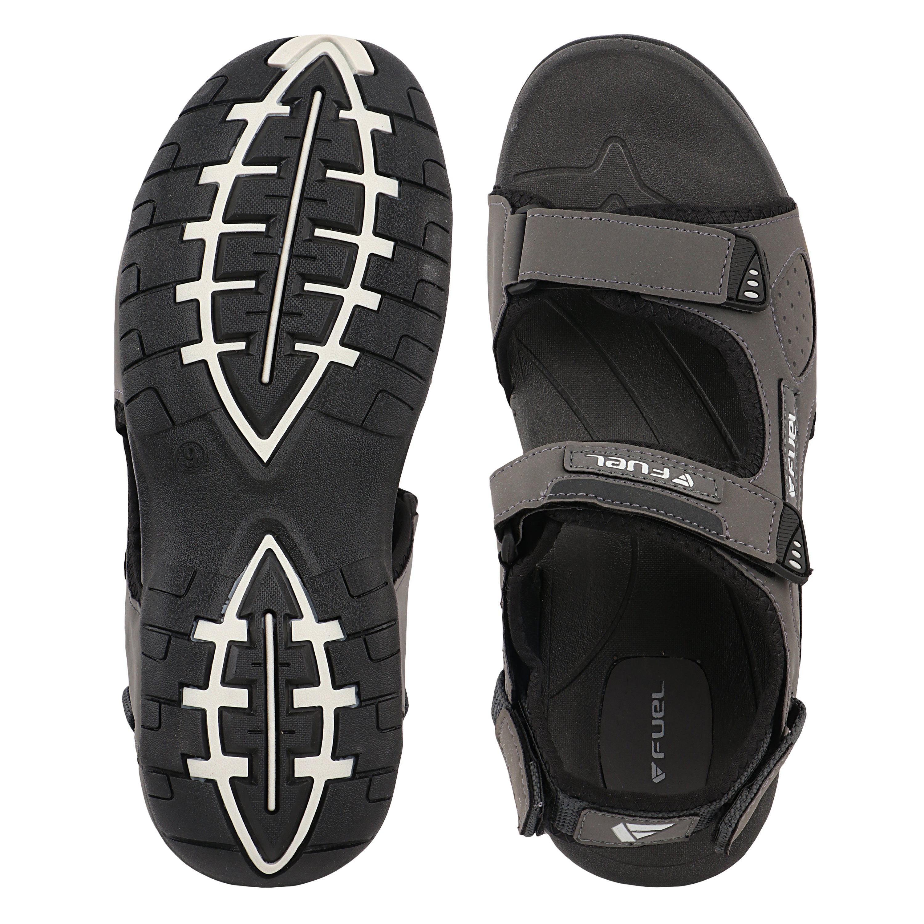 FUEL 2112-07 Tough Grip Sole Adjustable Velcro Sports Sandals (Grey)