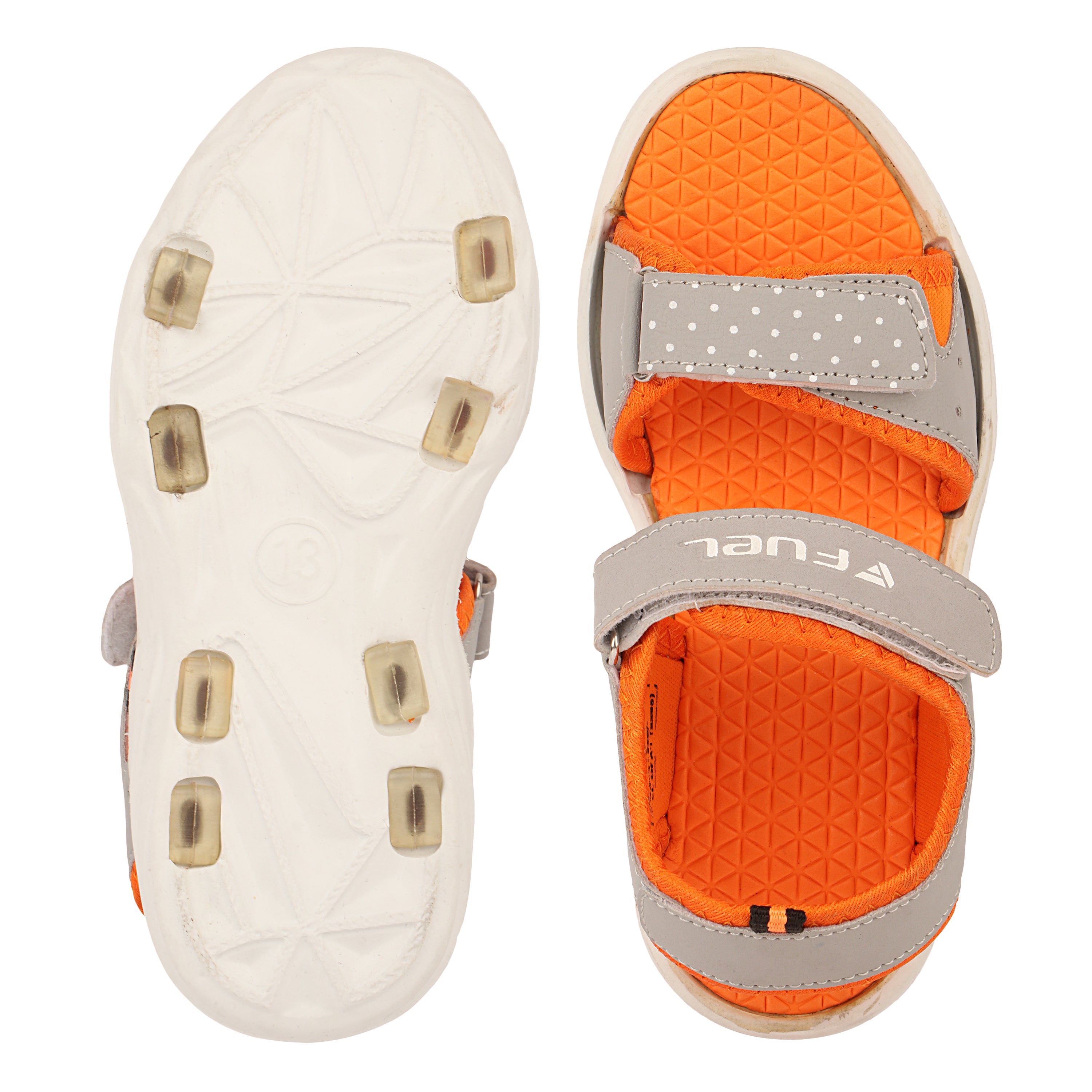 FUEL Yug-01 Cushioned Footbed with Velcro Closure & Lightweight EVA Sole Sports Sansal for Kids (Orange)