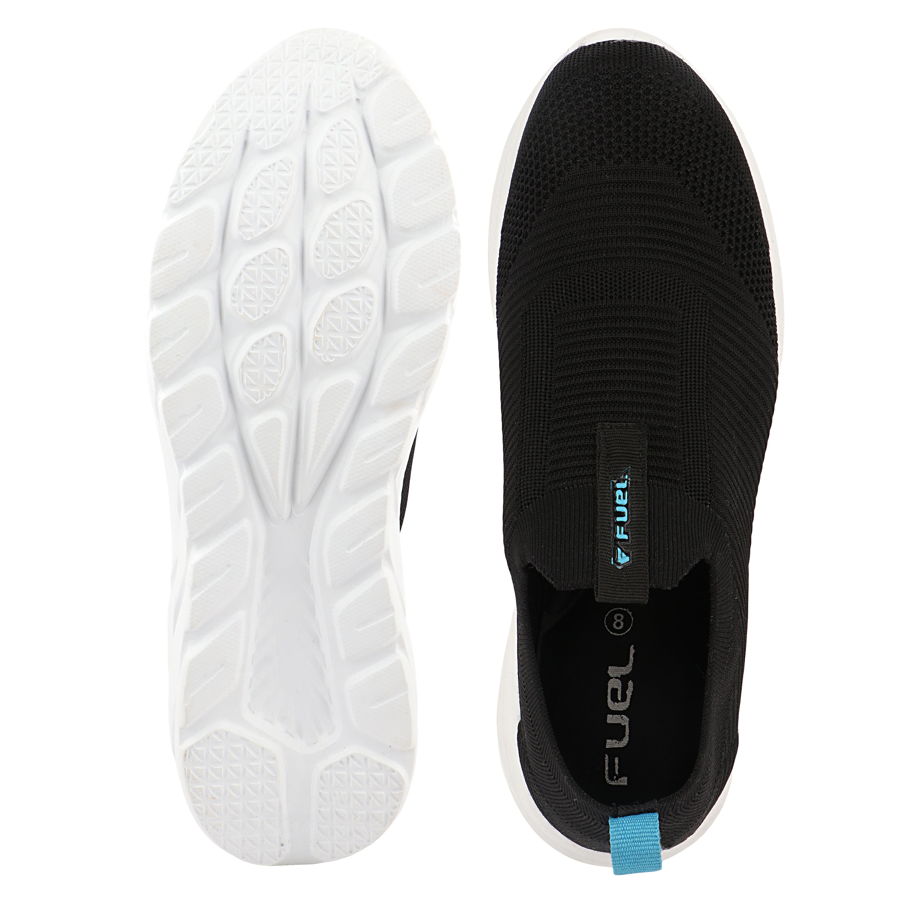 FUEL Flash-02 Soft Cushioned Insole and Breathable Knit Upper with EVA Sole & Casual Slip-On Sports Shoes for Men (Black)