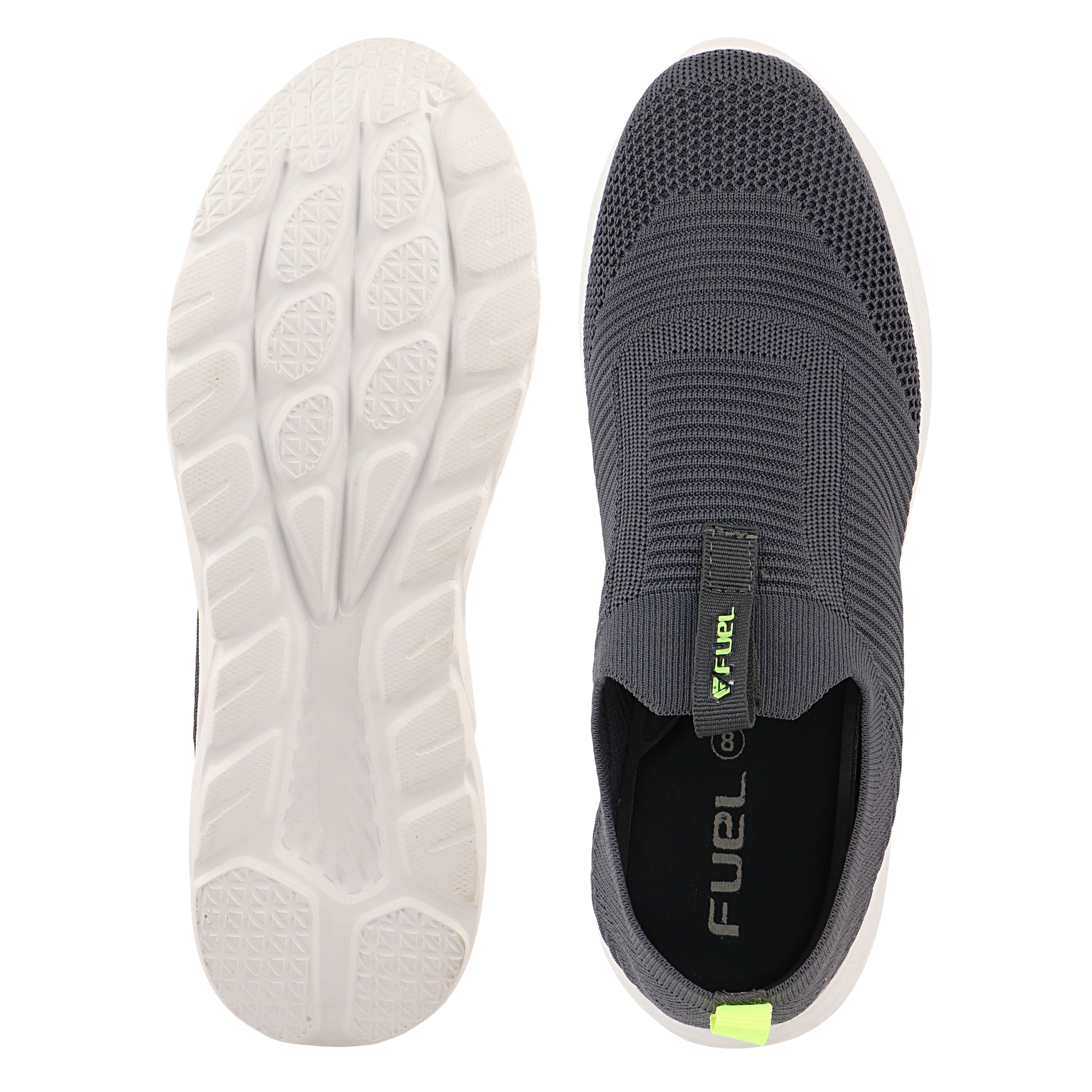 FUEL Flash-02 Soft Cushioned Insole and Breathable Knit Upper with EVA Sole & Casual Slip-On Sports Shoes for Men (Grey)