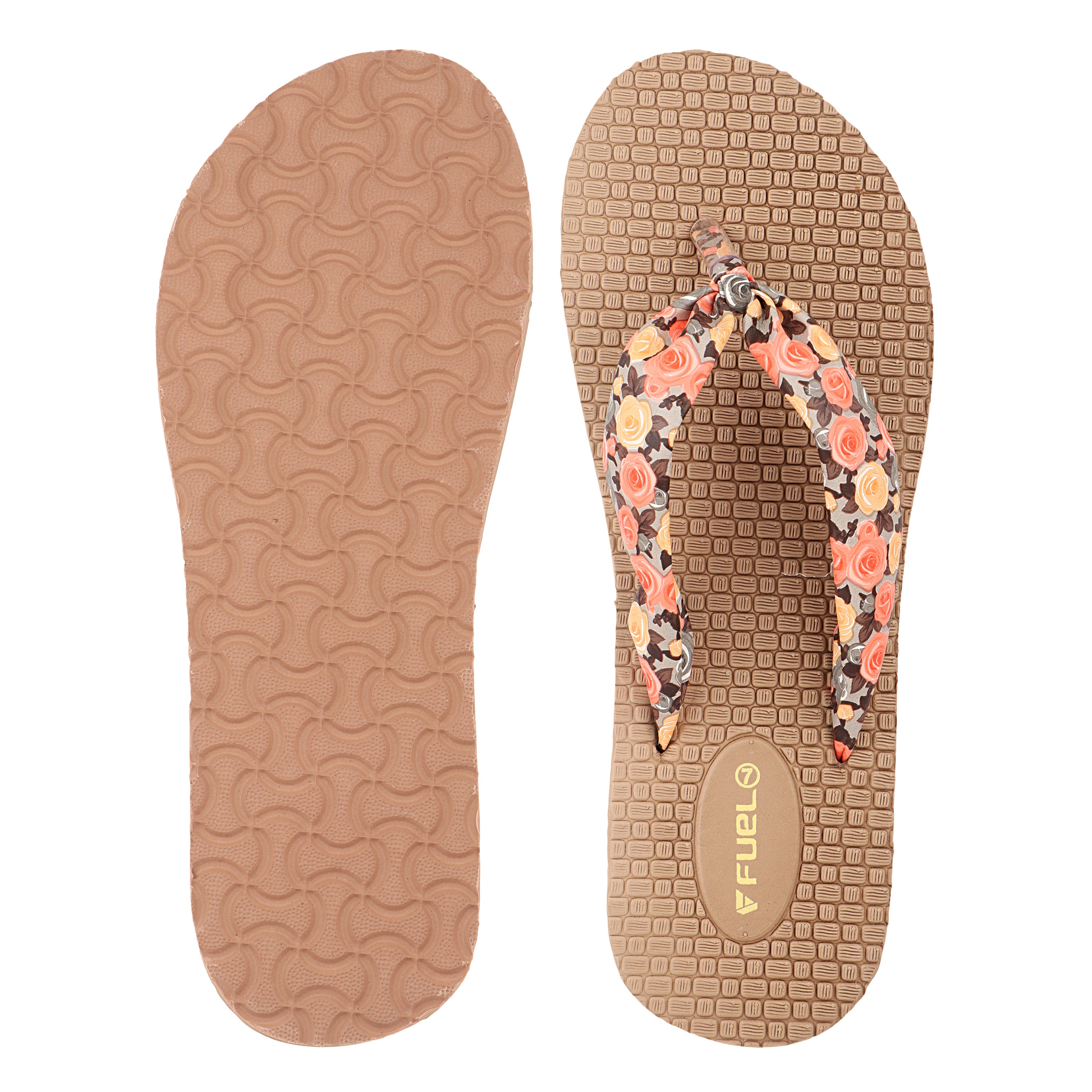 FUEL Flora Cushioned Footbed with Synthetic Cloth Upper & Lightweight EVA Sole for Women's (Orange)