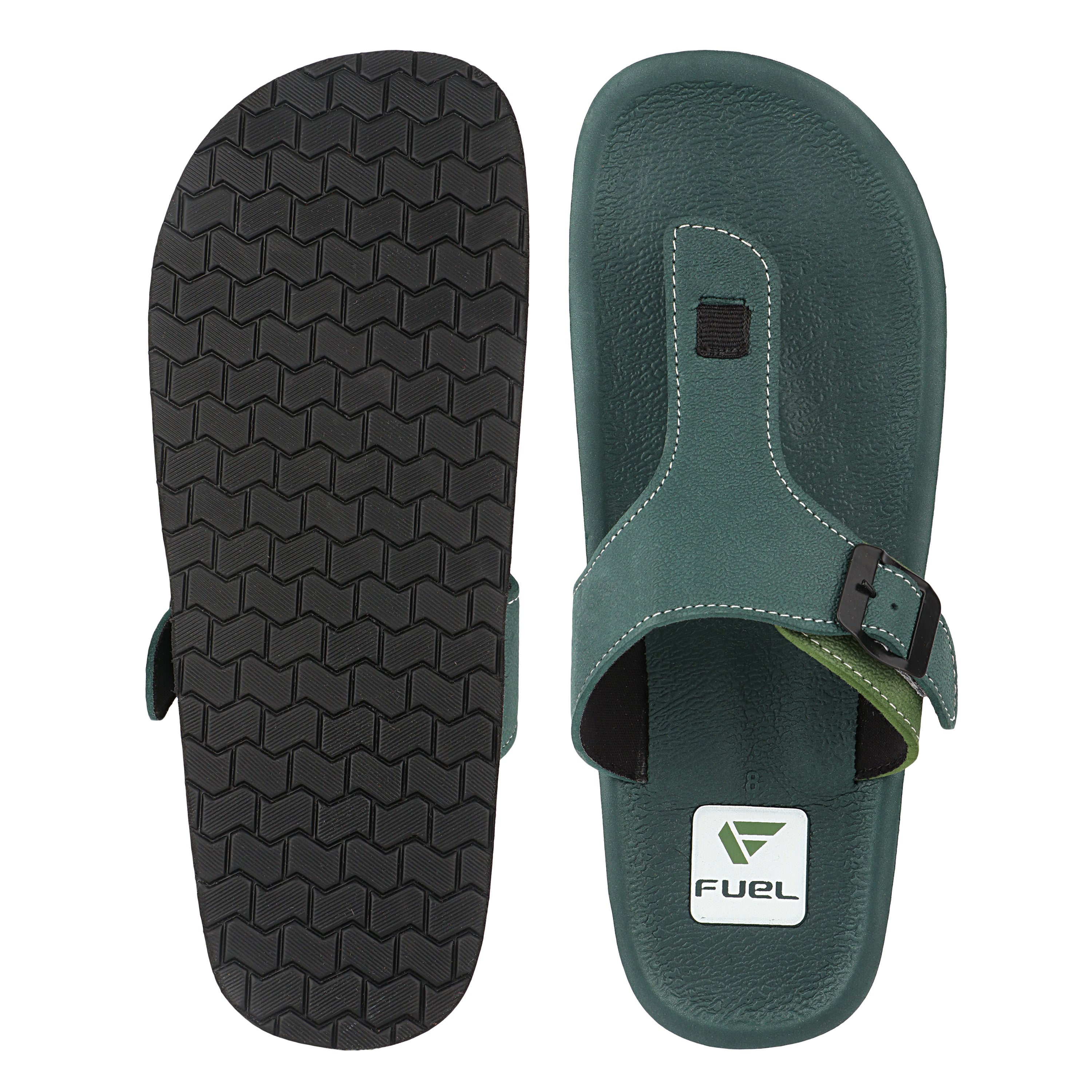 FUEL Walkfit Flexible EVA Sole Slippers with Cushioned Support for Men's (Olive)