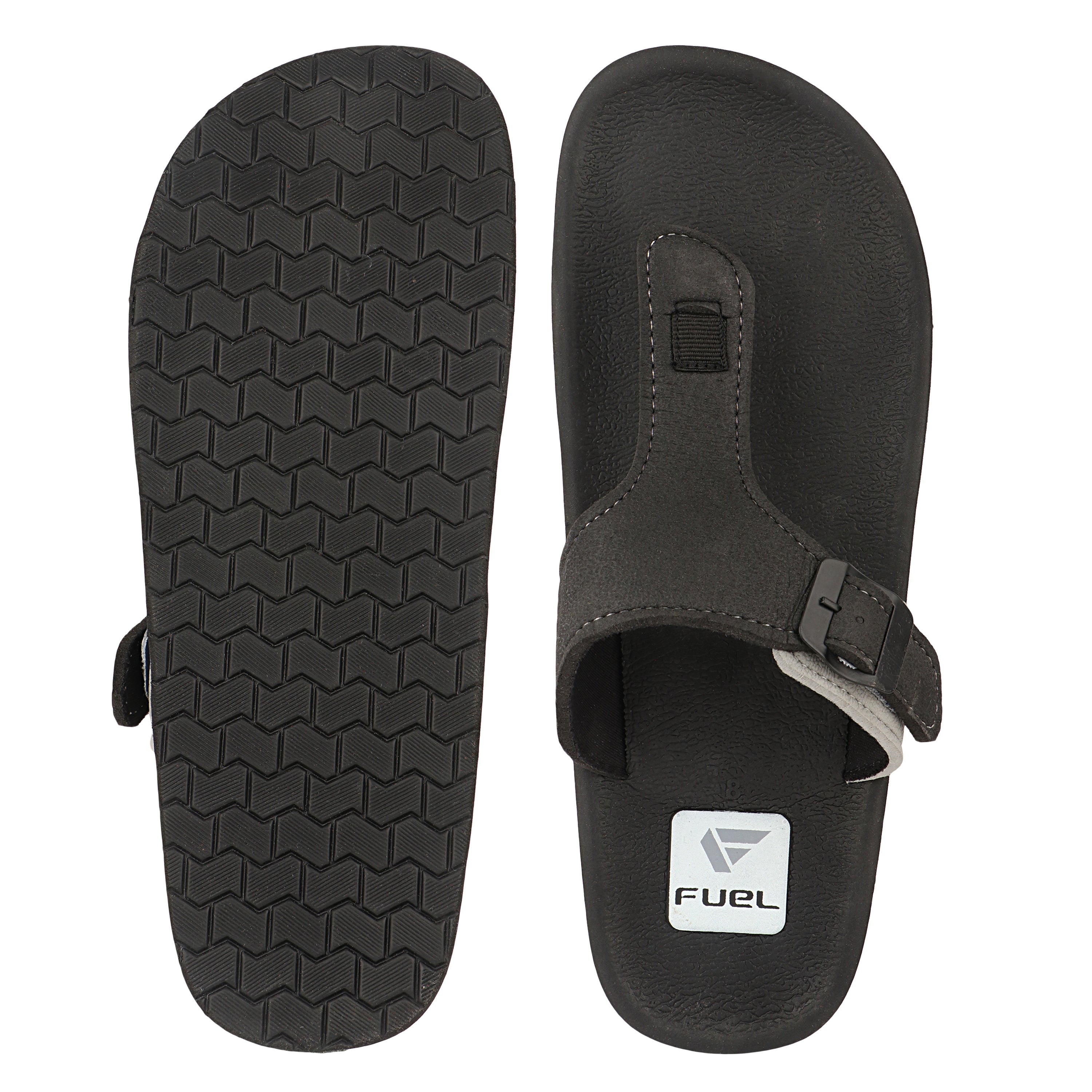 FUEL Walkfit Flexible EVA Sole Slippers with Cushioned Support for Men's (Black)
