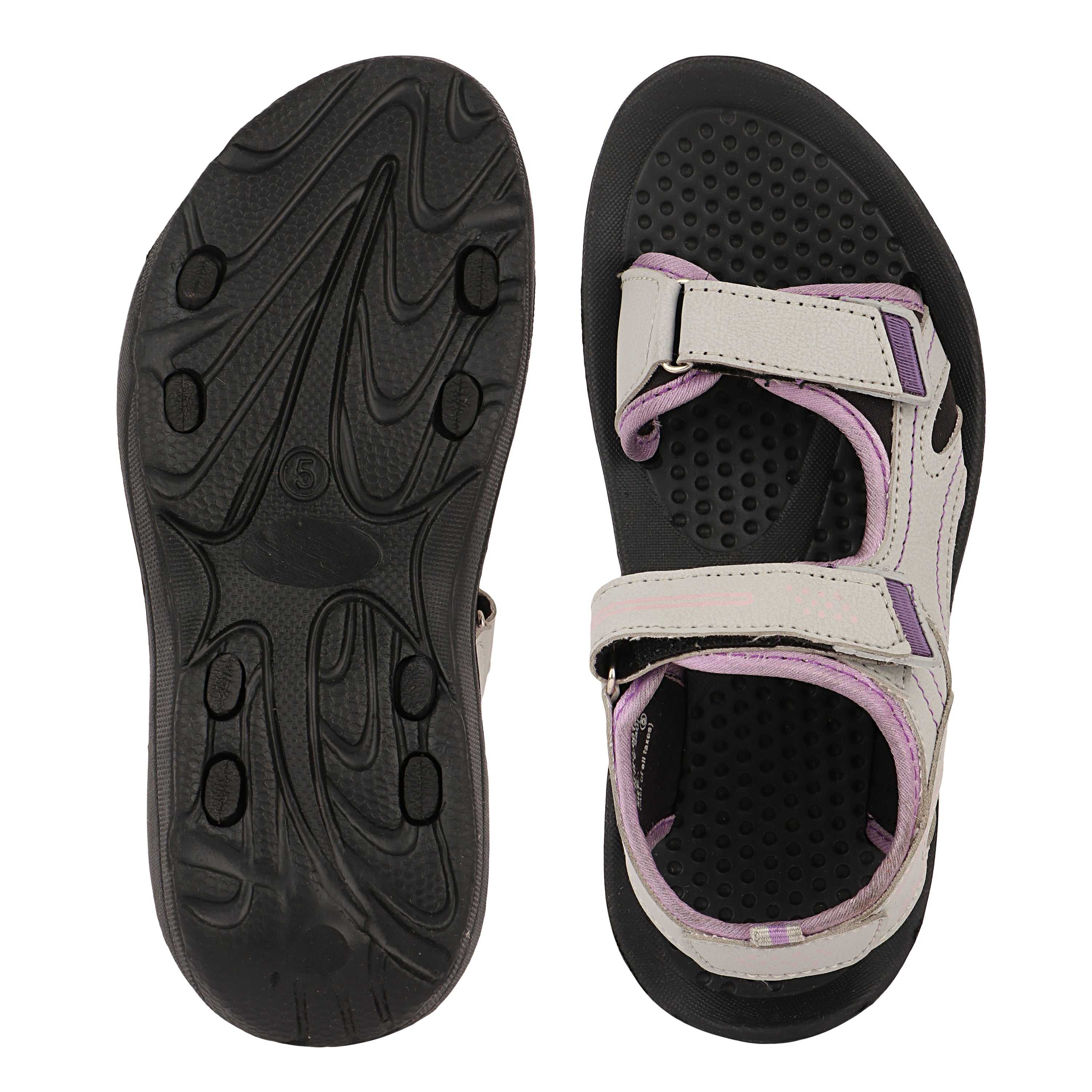 FUEL Flexi Stylish Lightweight & Comfortable with Durable Rexine Upper & EVA Sole Sports Sandal for Women's (Grey)