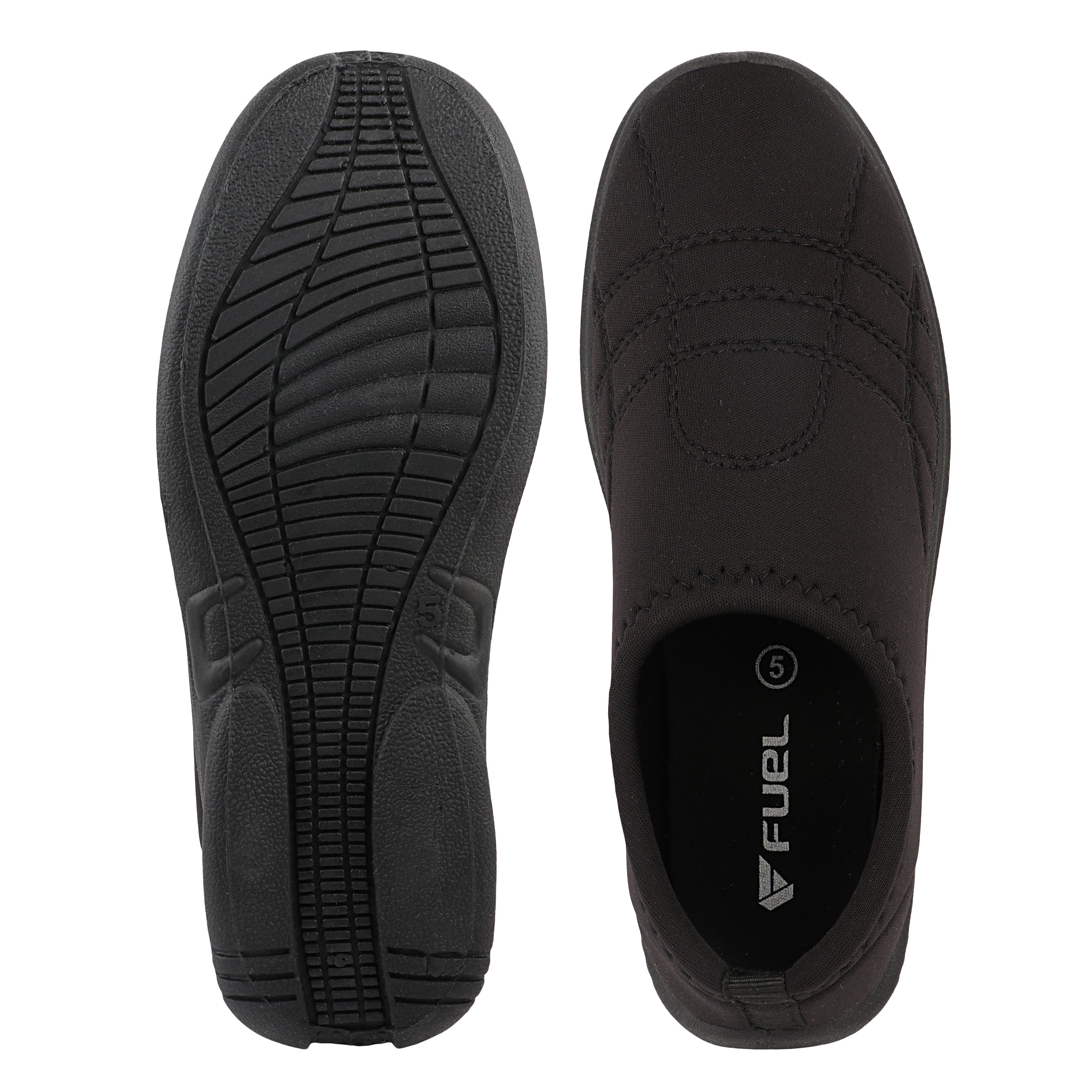 FUEL Comfort-05 Lightweight & Breathable Lycra Upper with Cushioned Footbed Casual Slip-On Shoes for Women's (Black)