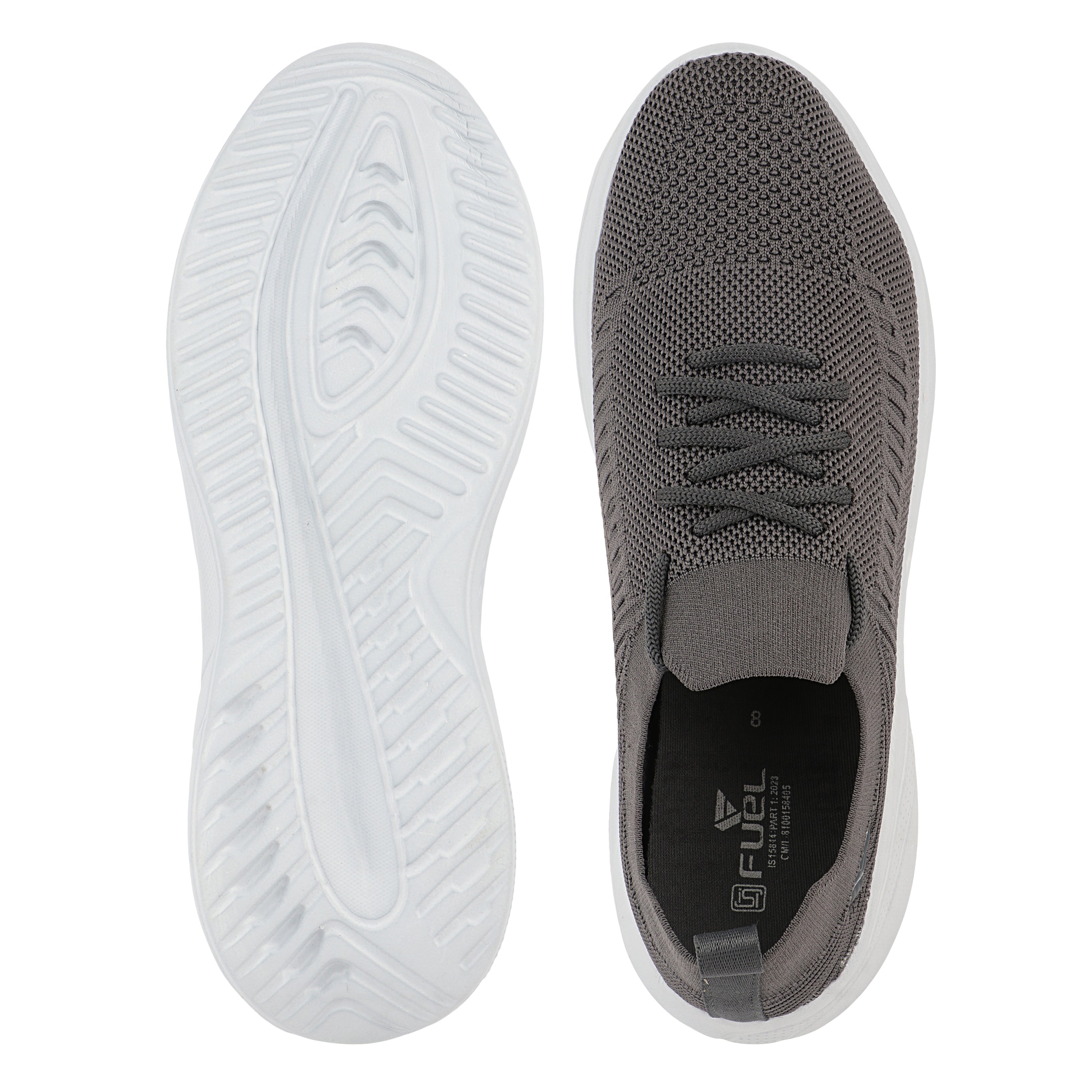 FUEL Player Breathable Knitted Fabric and Lightweight EVA Sole with Cushioned Footbed Sports Shoes for Men's (Grey)