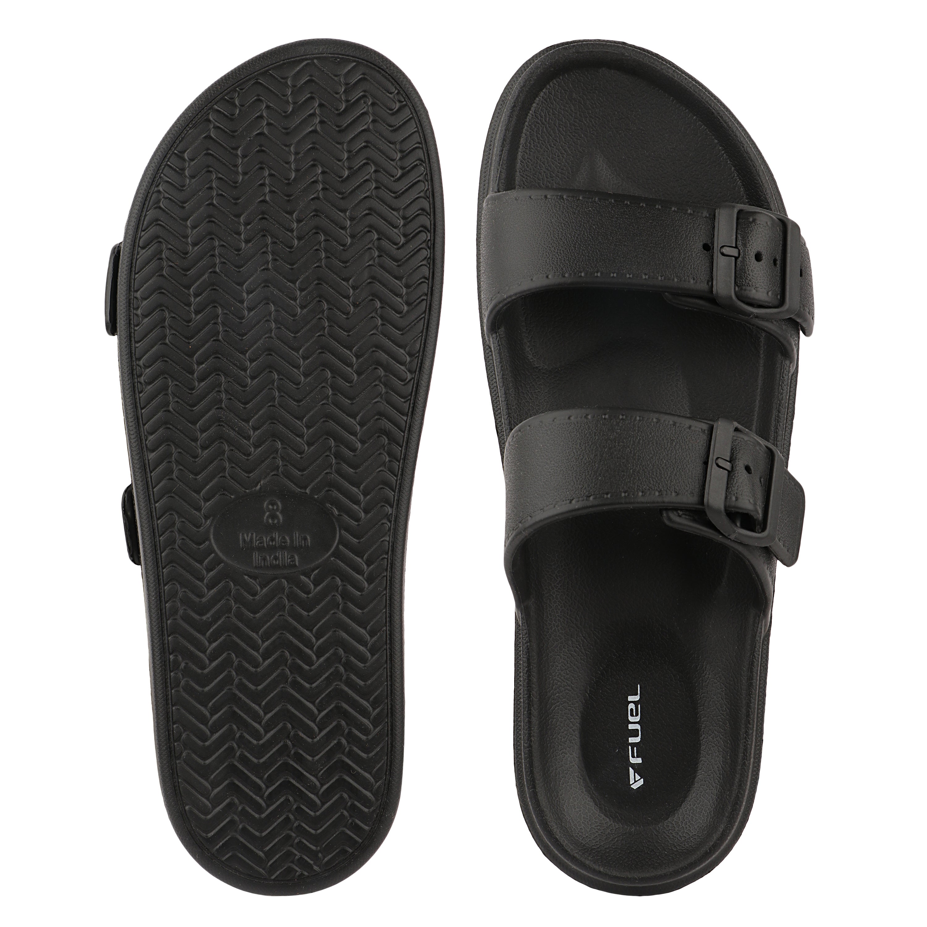 FUEL Aura Lightweight & Anti-Slip with Cushioned Footbed and Flexible Durable Slipper for Men's (Black)