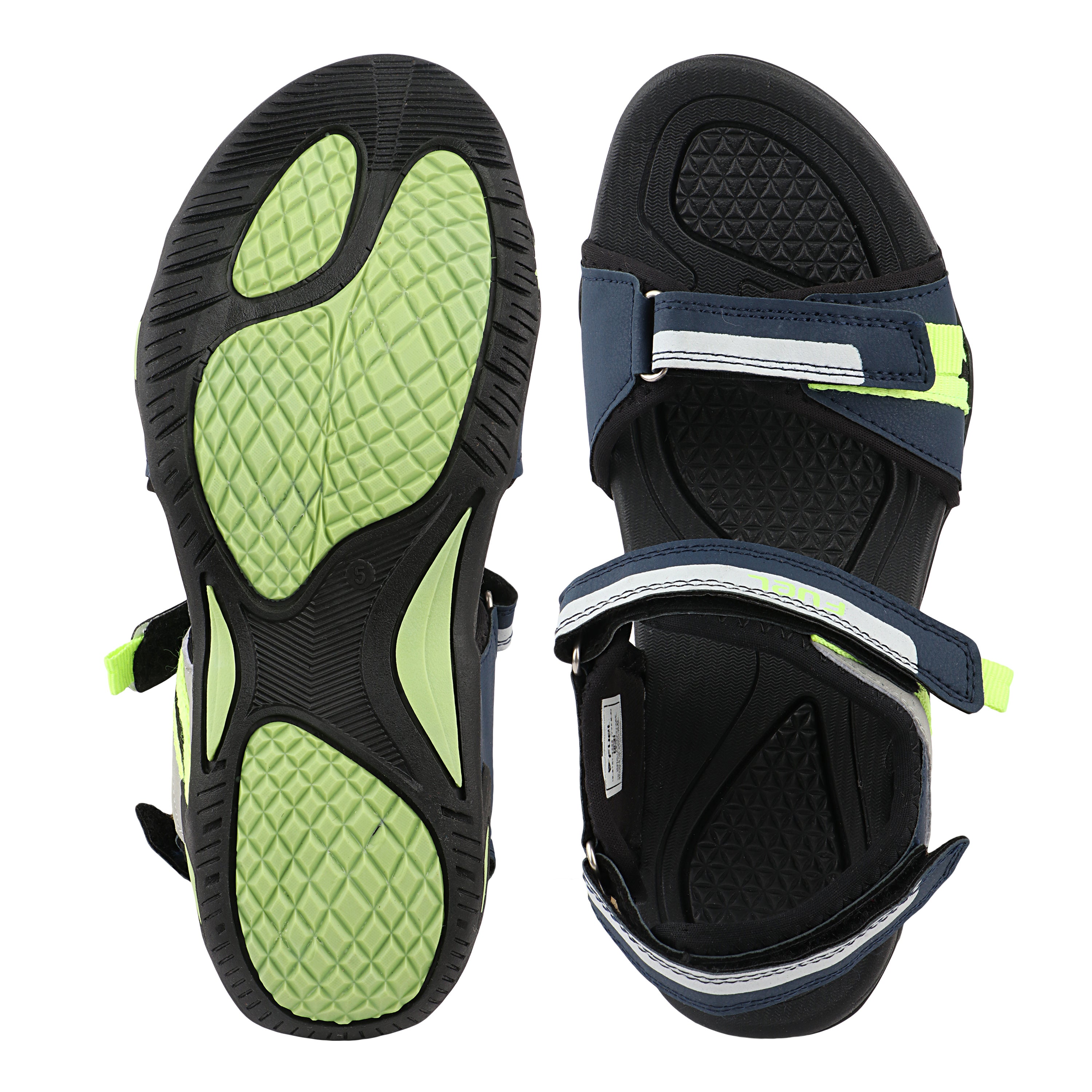 FUEL Vento-JR-02 Men’s Sports Sandals | Velcro Strap | EVA + TPR Sole | Cushioned Footbed | Lightweight Walking Sandals for Daily, Travel & Outdoor Use (Green)