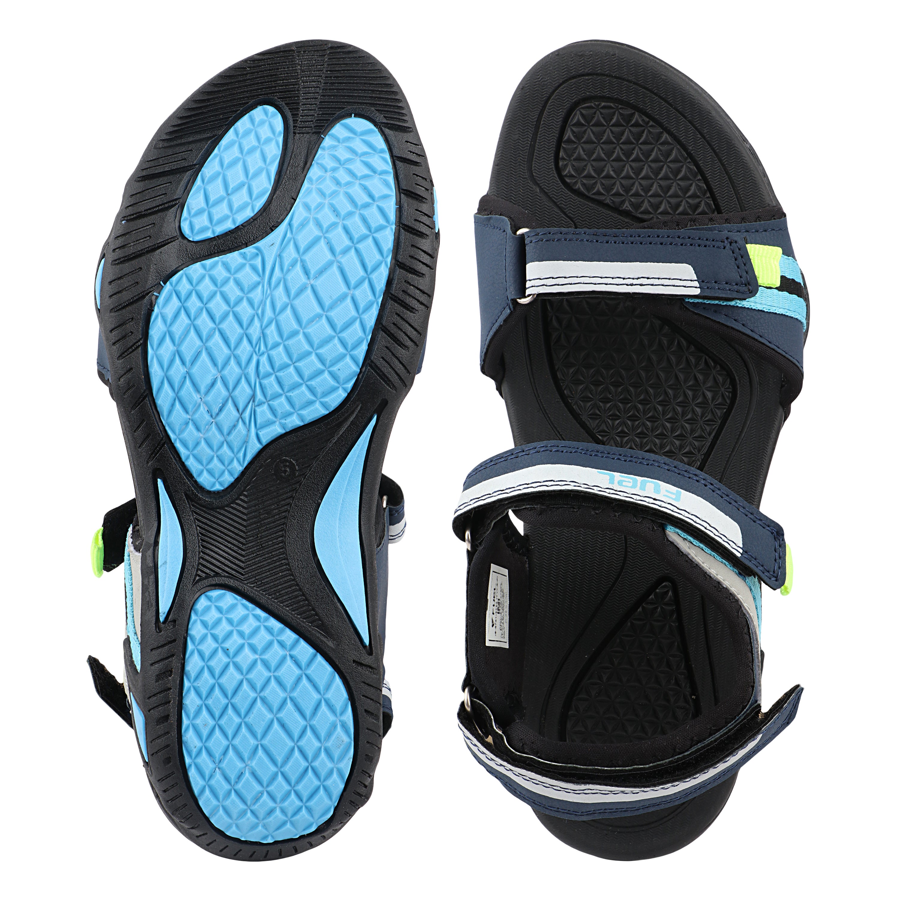 FUEL Vento-JR-02 Men’s Sports Sandals | Velcro Strap | EVA + TPR Sole | Cushioned Footbed | Lightweight Walking Sandals for Daily, Travel & Outdoor Use (Navy)