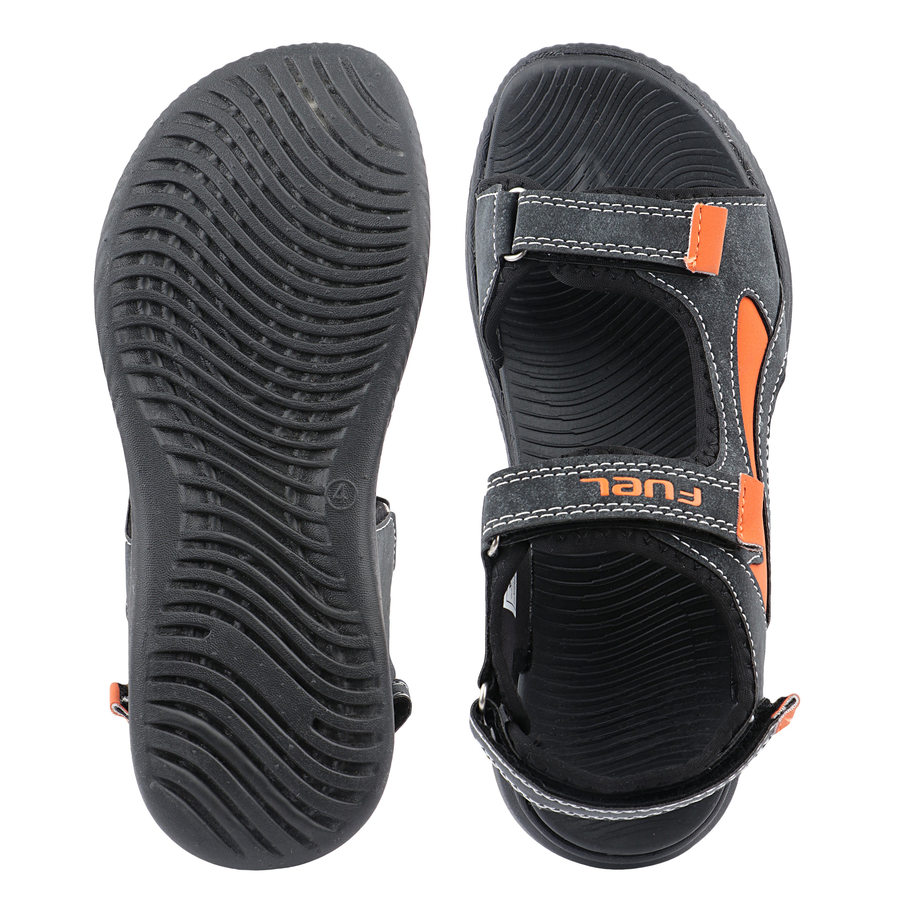 FUEL Power-lite-03 Outdoor Sports Sandals for Boys – Lycra Rexine Upper, Cushioned EVA Sole (Black)