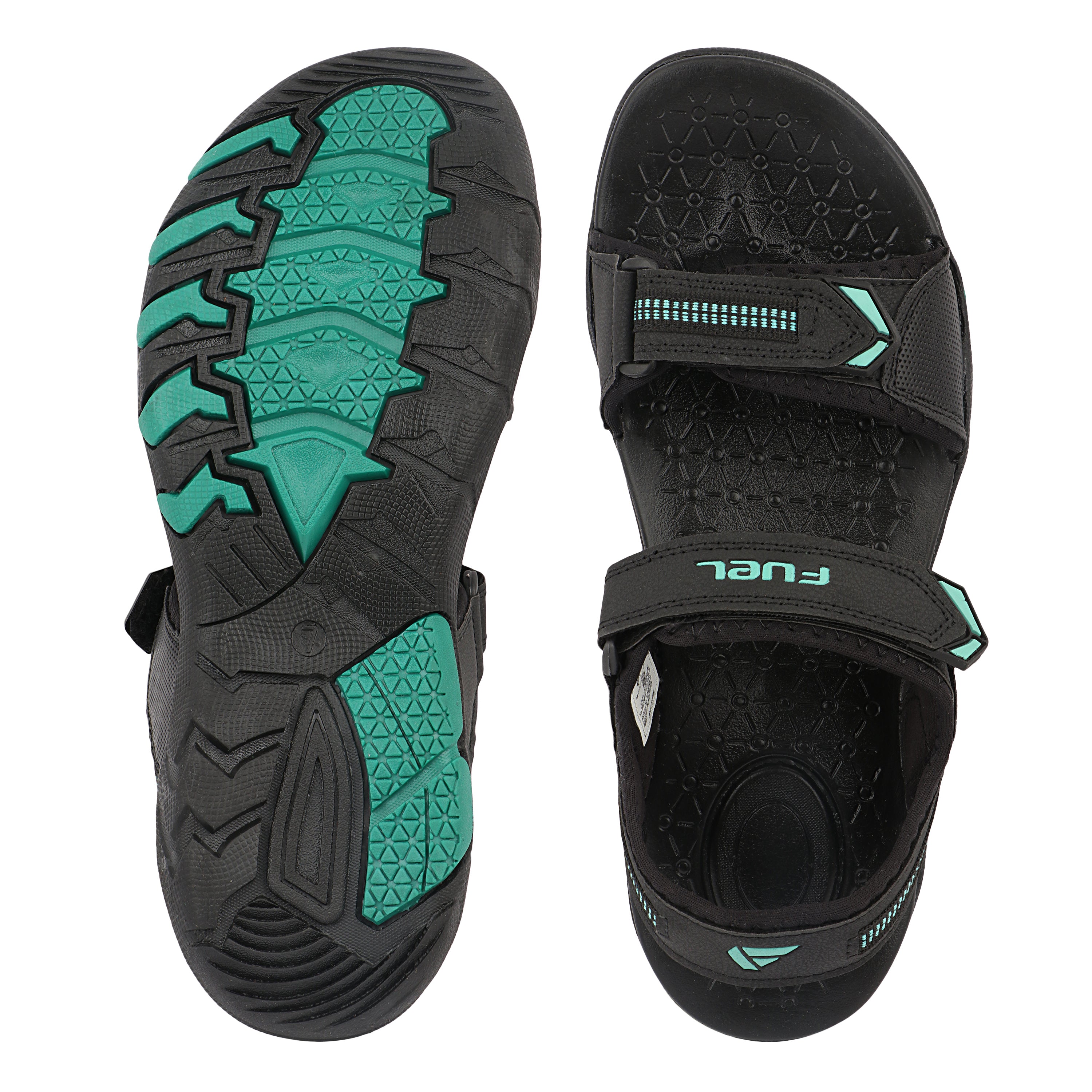 FUEL Sprandi-01 Sports Sandals for Men | Lightweight Walking & Outdoor Sandals | Breathable Mesh + Rexine | Easy Velcro Fit | EVA + TPR Sole | Cushioned Footbed (Aqua)