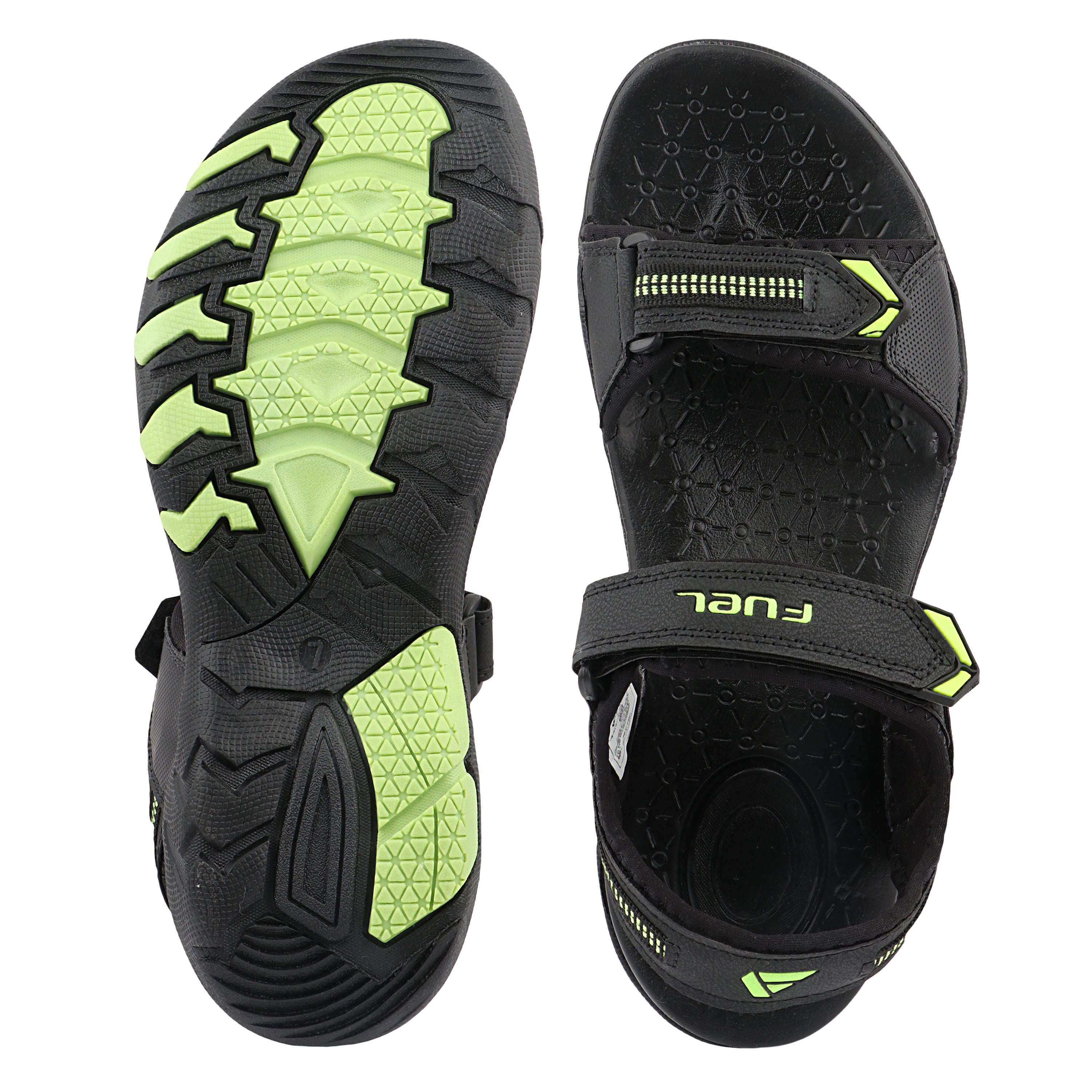 FUEL Sprandi-01 Sports Sandals for Men | Lightweight Walking & Outdoor Sandals | Breathable Mesh + Rexine | Easy Velcro Fit | EVA + TPR Sole | Cushioned Footbed (P.Green)