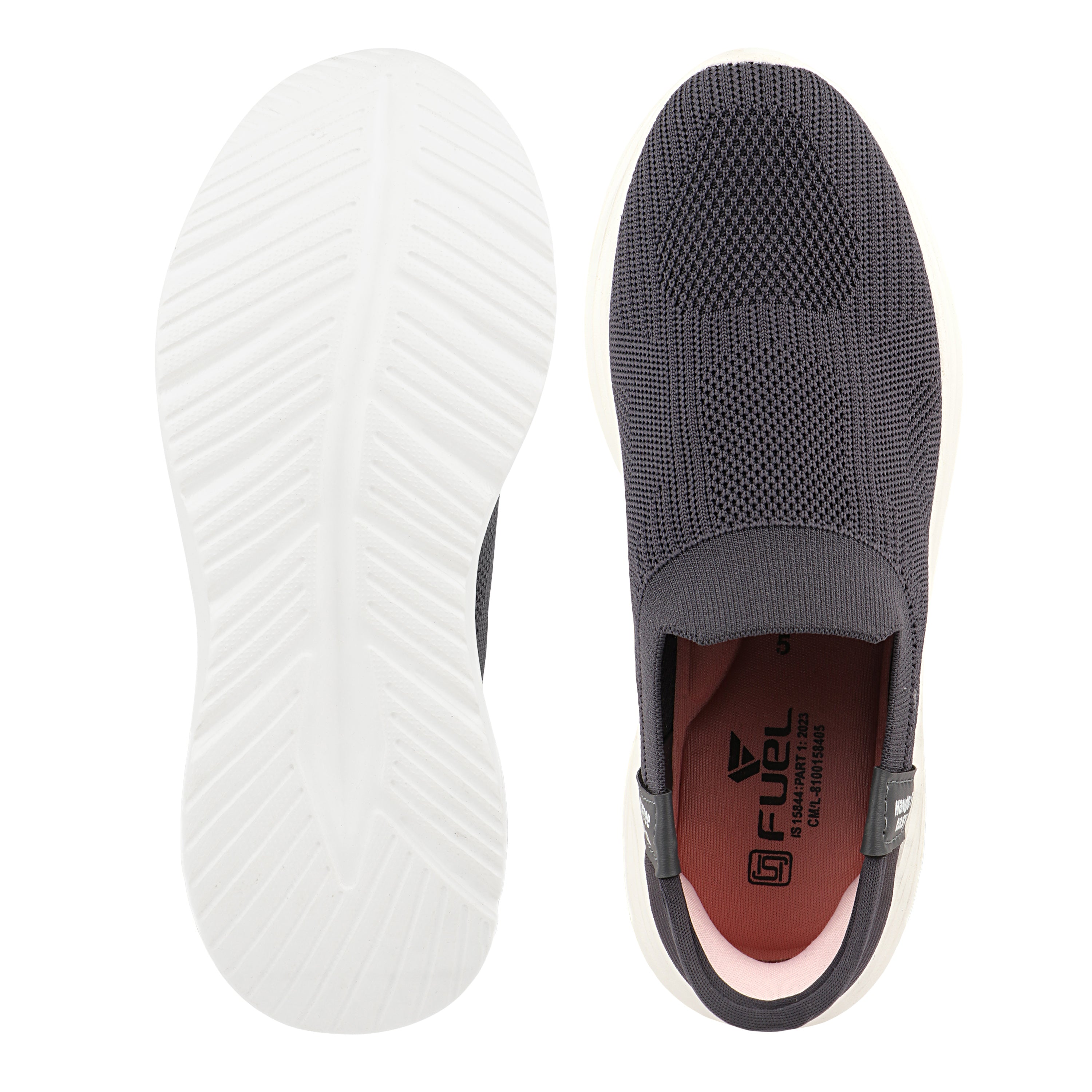 FUEL Gloria Women's Slip-On Shoes | Lightweight Casual Shoes | Soft Knitted Fabric Upper | Easy Slip-On Design | EVA Sole | Cushioned Footbed | Comfortable Everyday Footwear (Grey)
